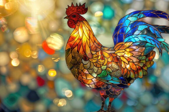 Download Rooster Stained Glass Background - Rooster stained glass Collection