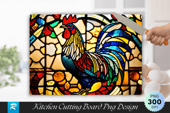 Download Rooster Stained Glass Cutting Board PNG - Rooster stained glass Collection