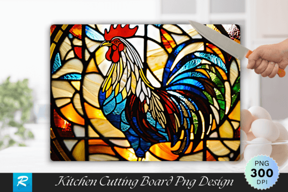 Download Rooster Stained Glass Cutting Board PNG - Rooster stained glass Collection