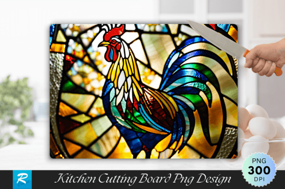 Download Rooster Stained Glass Cutting Board PNG - Rooster stained glass Collection