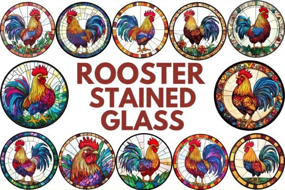 Download Rooster Stained Glass - Rooster stained glass Collection
