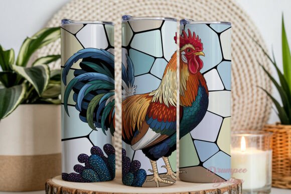 Download Rooster Stained Glass 20oz Tumbler Wrap - Rooster stained glass Collection