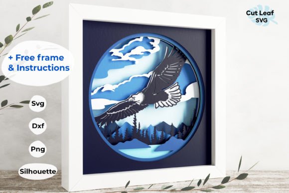 Download 3D Eagle Shadow Box, Mountains, Nature - Eagle shadow box Collection