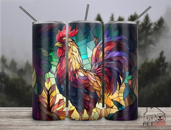 Download Rooster Stained Glass 20oz Skinny - Rooster stained glass Collection