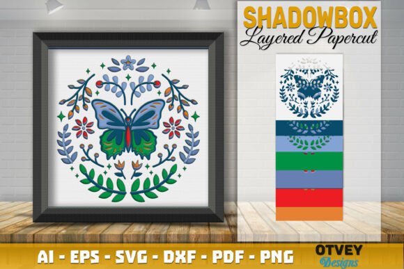 Download Butterfly Folk Art Scandinavian Shadow - Premium Bundle